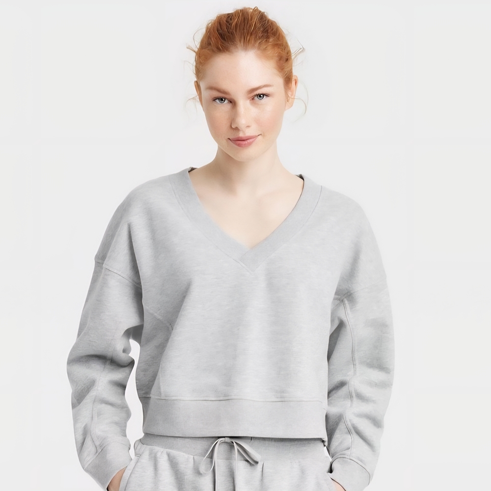 Gray V-Neck Sweatshirt